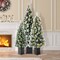 Set of 2/3 4ft/5ft/6ft Pre-Lit Pine Artificial Christmas Porch Tree with Decorative Urn Pot